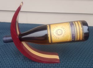 Crescent Wine Bottle Holder in Purple Heart and Maple
